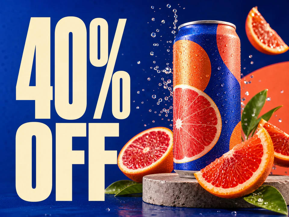 Before: Original ChangeTextImage demonstration of a flattened citrus campaign creative changing from 40 percent off to 55 percent off.